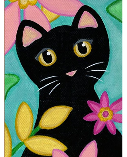 WD2359 Kitty and Flowers