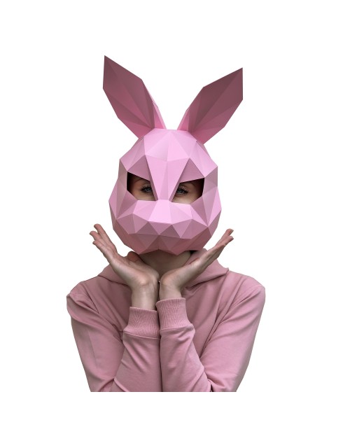 Wizardi 3D Papercraft Kit Hare Mask Pink PP-3ZAY-PIN