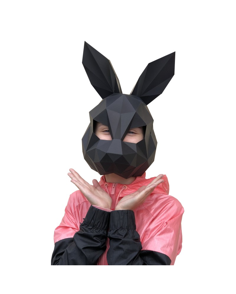 Wizardi 3D Papercraft Kit Hare Mask Black PP-3ZAY-BLA