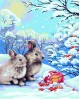 L018 Rabbits in Winter Forest